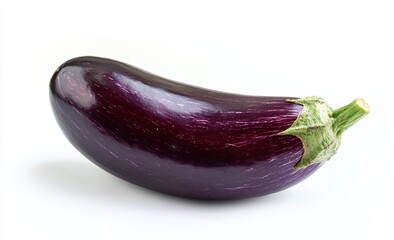 Single eggplant, whole, on white background