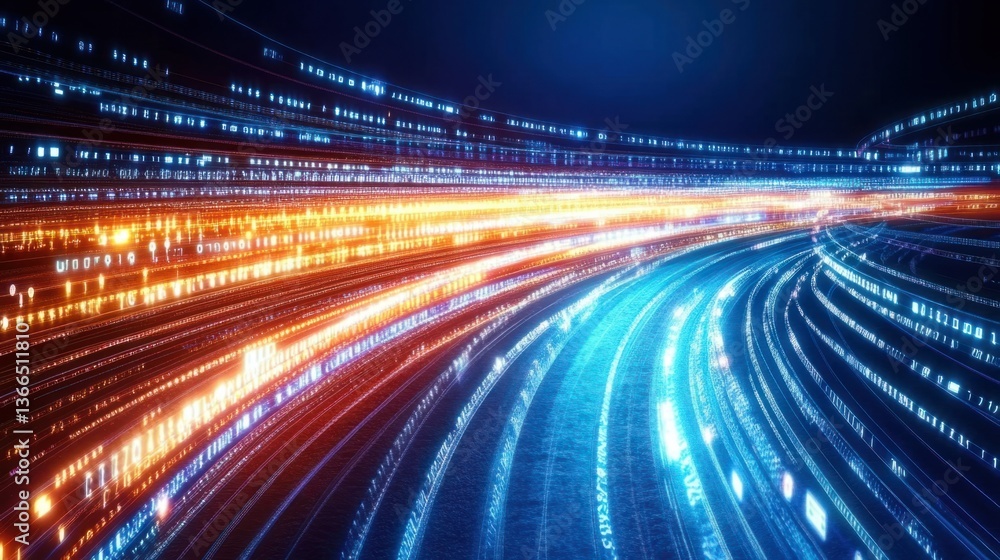 Aufkleber futuristic data stream flowing on digital highway, representing big data and information technology