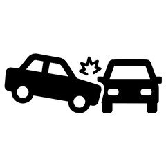 Two car silhouettes in collision, side and front view, explosion symbol between, accident , road safety awareness,car accident, crash, and collision