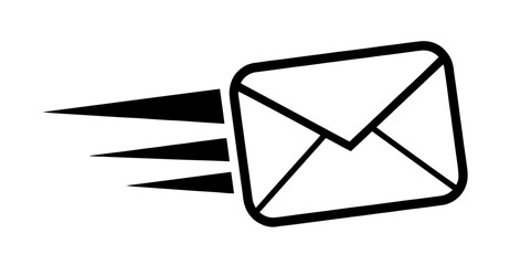 Envelope with motion lines, fast mail delivery, email, digital messaging, speed communication, express post, quick correspondence, communication, efficiency, rapid response

