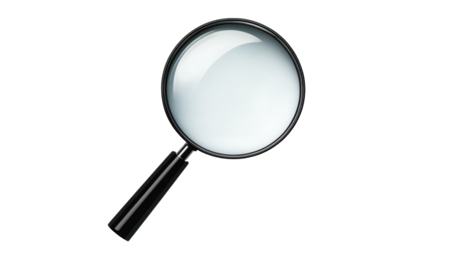 Magnifier for closer examination against dark background, cut out transparent