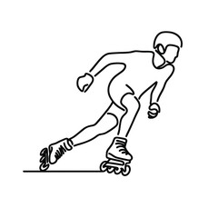 Fototapeta premium Roller skater in motion in a continuous line drawing style 