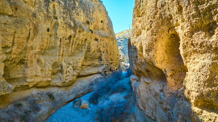 Aerial of Rugged Desert Slot Canyon Landscape in Nevada