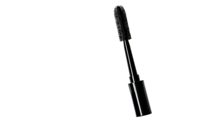 Black mascara wand with transparent background for makeup artistry