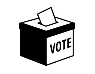 Ballot box with the word "VOTE" and bulletin being inserted - democracy, elections,  citizen, political participation in the voting process. civic duty, and government decision-making