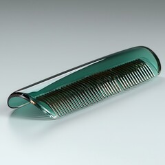 Teal-colored, curved hair comb