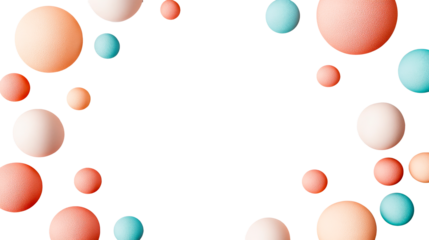 Spheres of diverse colors on black background, cut out transparent