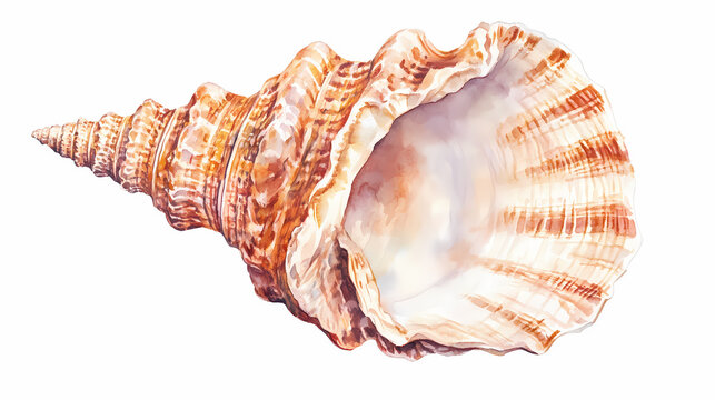 Sea shell illustration. watercolor seashell isolated white background. hand drawn watercolor painting shell. Spiritwoven Shell. Illustration