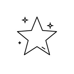 Obraz premium Sparkling Outline Star Icon, Simple Line Style, Transparent Background, Favoriteness Symbol, UI/UX, Web Graphics
