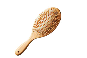 A smooth bamboo hairbrush for gentle detangling, showcasing natural beauty on a white background