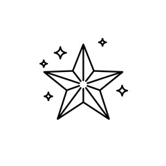 Obraz premium Sparkling Star Icon with Sparkles, Illustrative Style, Transparent Background, Favoriteness Symbol, UI/UX, Web & Festive Design