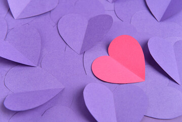 Paper hearts as background, closeup