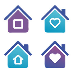 Obraz premium Home button icons set. Home page icon. Simple house symbols. Building icon. Vector illustration. Simple house symbol. Smart home icon collection. Main page pictogram in filled, thin line, outline edit