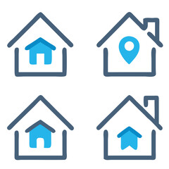 Home button icons set. Home page icon. Simple house symbols. Building icon. Vector illustration.
Simple house symbol. Smart home icon collection. Main page pictogram in filled, thin line, outline edit