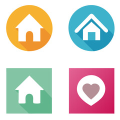Home button icons set. Home page icon. Simple house symbols. Building icon. Vector illustration.
Simple house symbol. Smart home icon collection. Main page pictogram in filled, thin line, outline edit