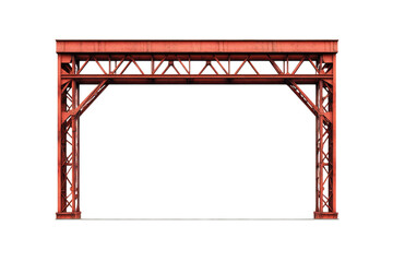Painted metal bridge fragment with triangular bracing details, cut out transparent