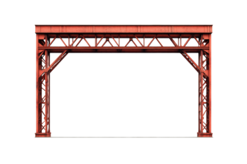 Painted metal bridge fragment with triangular bracing details, cut out transparent