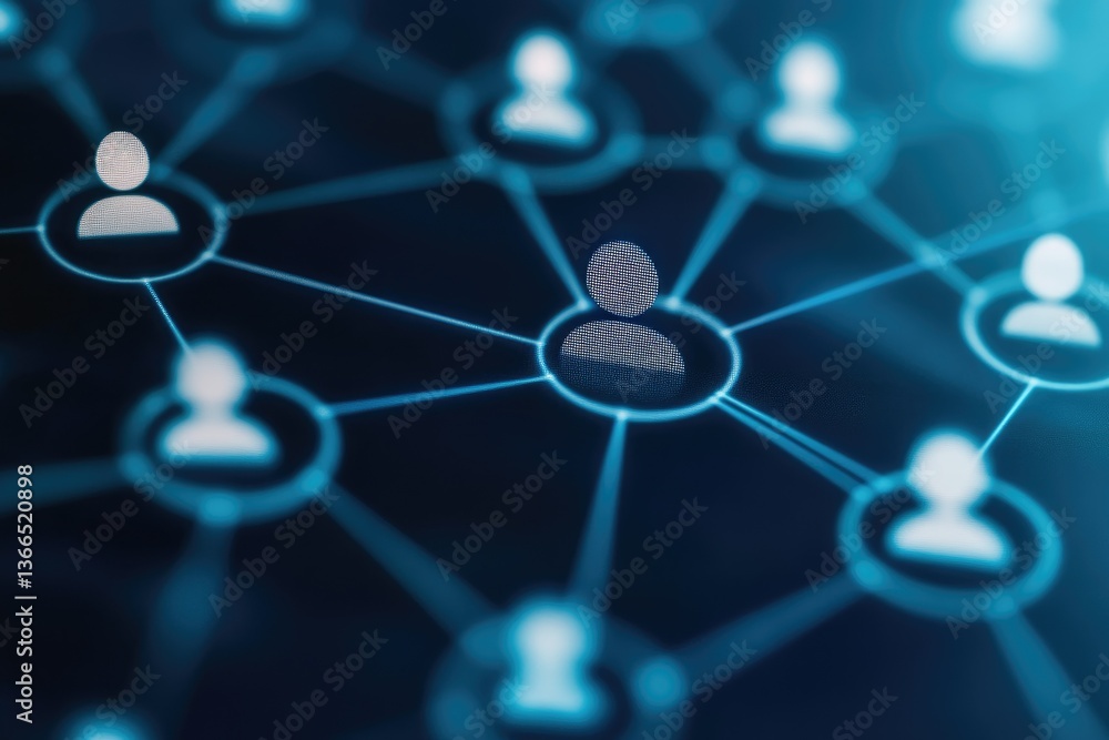 Poster connecting people networking and social media concept with illuminated lines