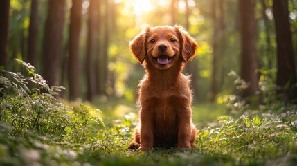 Adorable puppy in forest