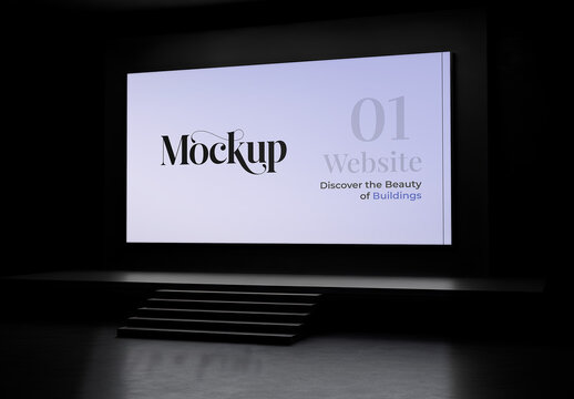 Auditorium Screen Mockup - Half Side View