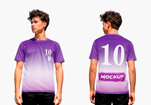 Front and Back T-Shirt Mockup on Male Model