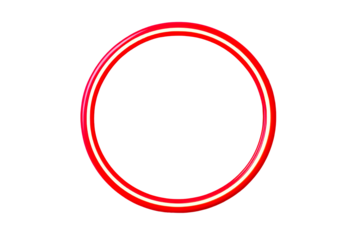 Stylish Red Circle Frame with White Stripe Accent, cut out transparent