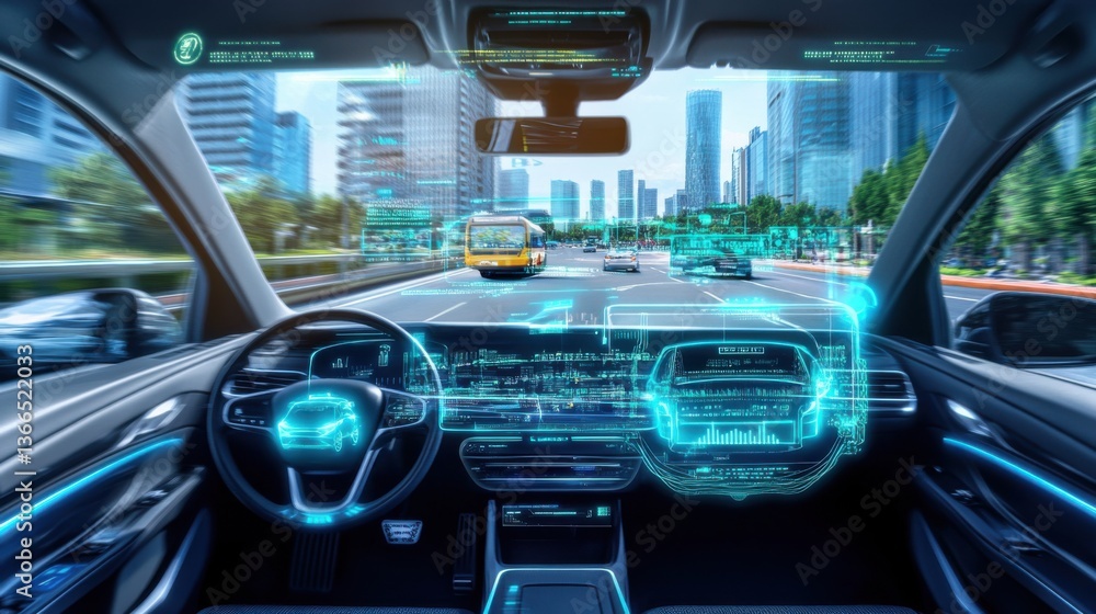 Wall mural an ai powered system enhancing automotive safety by analyzing driving behavior data, ai-assisted haz