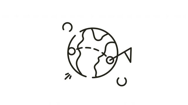 Looping Animated Outline Globe Travel Icon