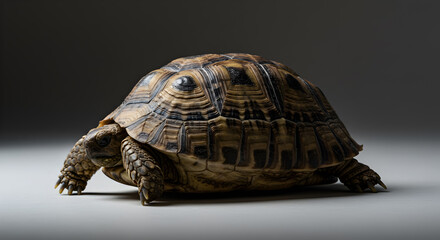 Obraz premium Detailed Portrait of a Tortoise with Intricate Shell Patterns and Texture