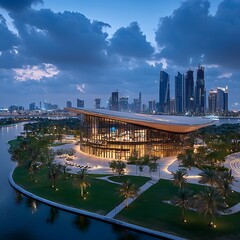 Modern Venue Dusk Cityscape