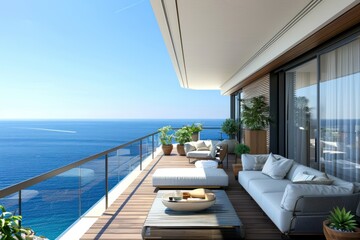 Fototapeta premium Luxury Balcony with Ocean View