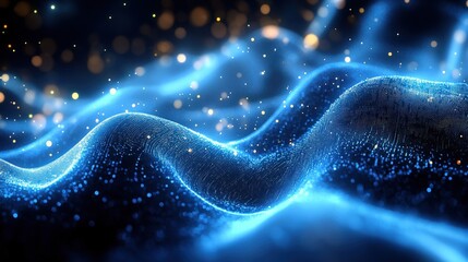 Abstract Digital Wave with Sparkling Particles