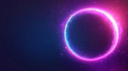 An illuminated sphere in a galaxy of vibrant pink and purple