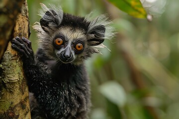 Masoala National Park Madagascars Pristine Rainforest Home rare lemur unique plant Masoalas protection preserve rich biodiversity Illustrate playful aye aye clinging twisted jungle vine eerie large