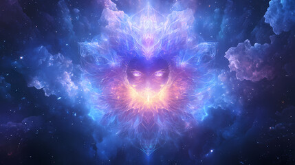 Obraz premium Divine feminine archetype radiating sacred geometry cosmic background ethereal glow spiritual symbolism. divine - cathedral. illustration. Ethereal Glow. Illustration