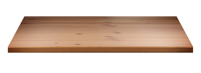One empty wooden shelf isolated on white