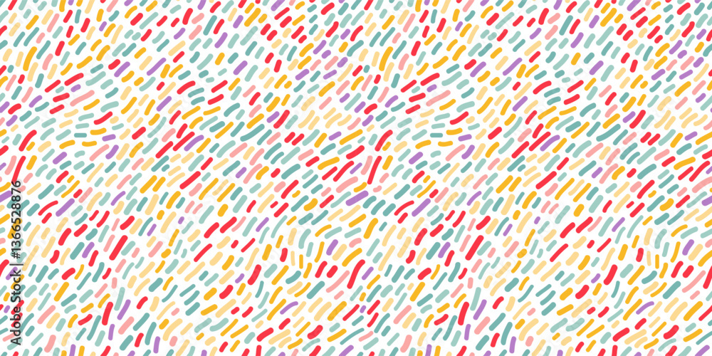 Poster Vector Seamless Pattern with Confetti. Color Birthday Texture. Abstract Fun Bg Design for Carnivals and Parties. Simple Candy Graphic Print