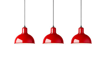 Naklejka premium Three Red Pendant Lights Shining Brightly, cut out transparent