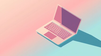 Modern Laptop on Gradient Background Minimalist Design for Technology and Innovation Concepts