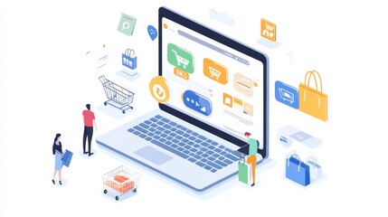 Fototapeta premium An AI powered system enhancing e commerce customer support by analyzing queries, AI-assisted response suggestions, and real-time chat assistance for improved service efficiency
