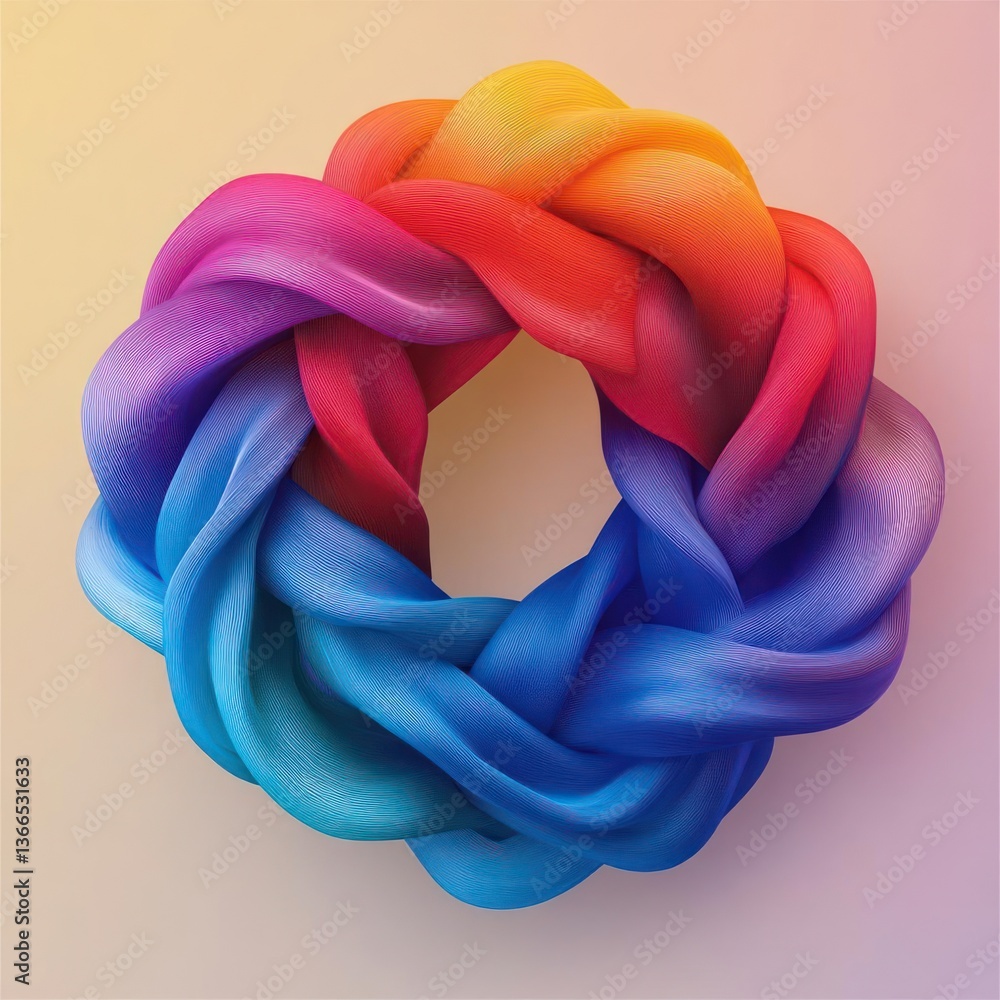 Aufkleber Abstract Twisted Colorful Shape With Detailed Texture Against A Gradient Background Displaying Vibrant Energy