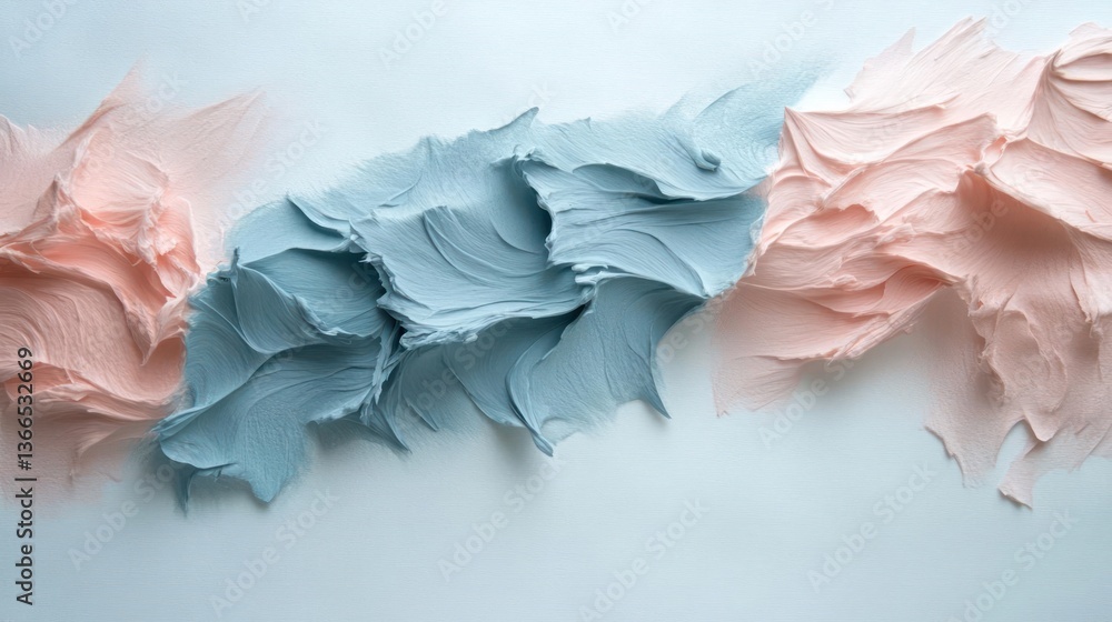 Leinwandbilder abstract textured surface with pink and blue brushstroke waves on white background