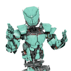 robot soldier is explaning