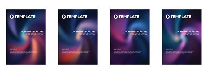 Gradient Poster Templates Creative Mesh Design Set