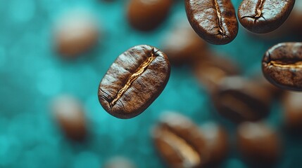 Coffee beans levitating