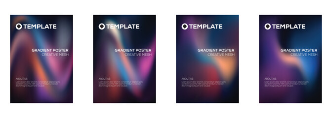 Gradient Poster Templates Creative Mesh Design Set