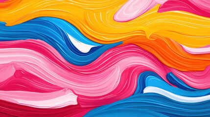 Obraz premium Vivid abstract oil painting, rich in color, ignites your senses with its playful texture and modern cartoon flair.