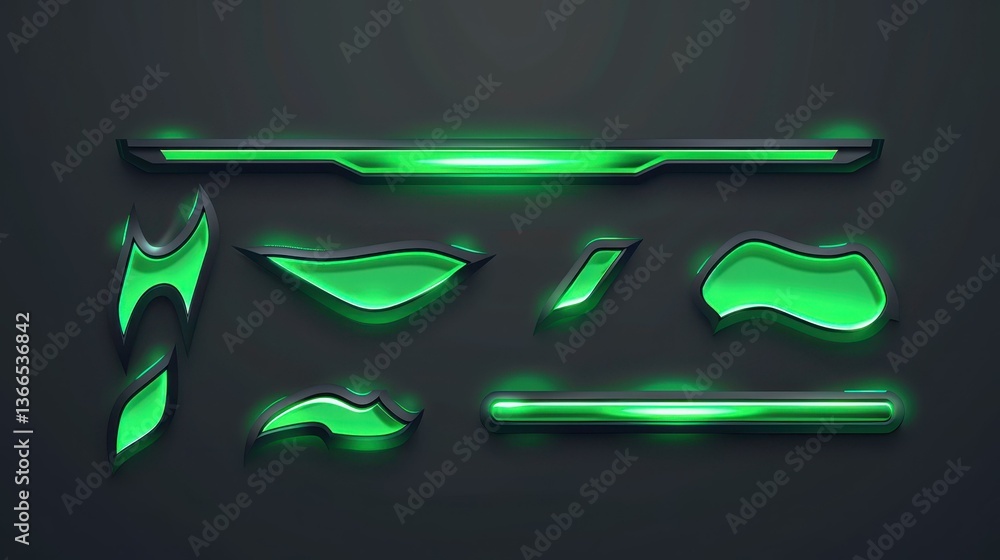 Poster explore sleek green futuristic elements in this basic communication concept set, ideal for modern ui