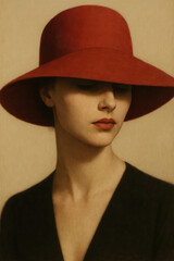 Elegant Woman in Red Hat