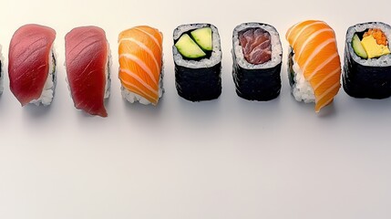 Sushi platter presentation restaurant food photography minimalist background close-up culinary art
